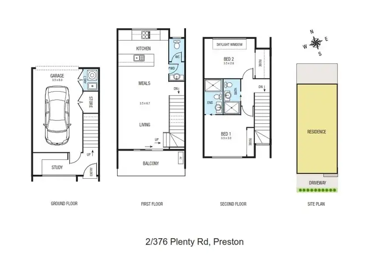 Floorplan of Homely townhouse listing, 2/376 Plenty Road, Preston VIC 3072