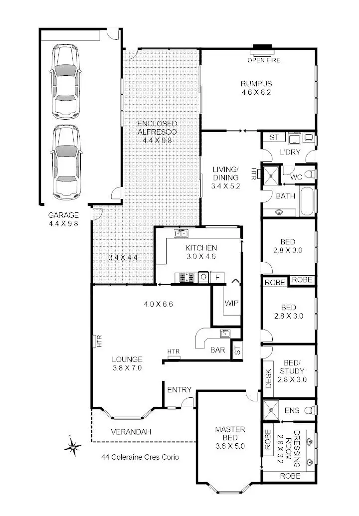 Floorplan of Homely house listing, 44 Coleraine Crescent, Corio VIC 3214
