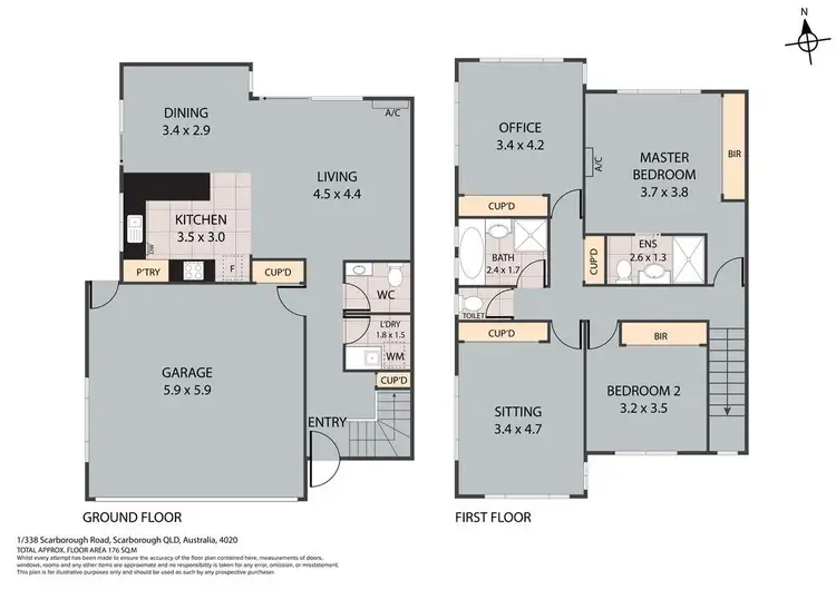Floorplan of Homely townhouse listing, 1/338 Scarborough Road, Scarborough QLD 4020