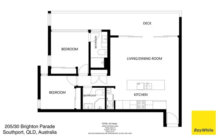Floorplan of Homely apartment listing, 205/30 Brighton Parade, Southport QLD 4215