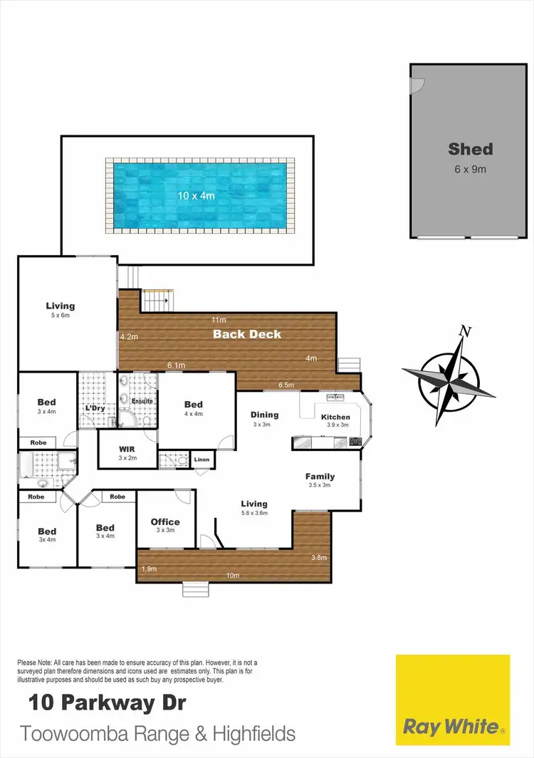 Floorplan of Homely house listing, 10 Parkway Drive, Highfields QLD 4352