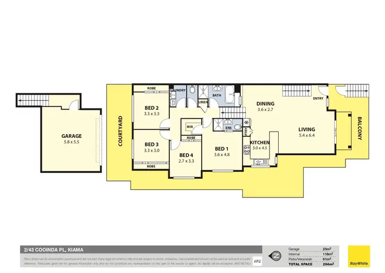 Floorplan of Homely semi-detached listing, 2/43 Cooinda Place, Kiama NSW 2533