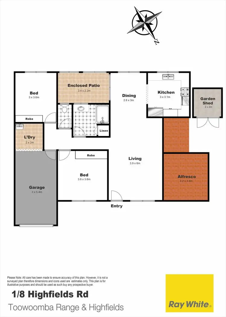 Floorplan of Homely unit listing, 1/8 Highfields Road, Highfields QLD 4352