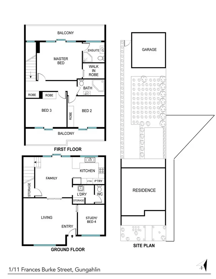 Floorplan of Homely townhouse listing, 1/11 Frances Burke Street, Gungahlin ACT 2912