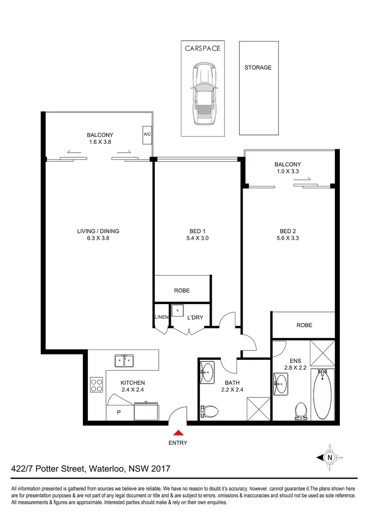 Floorplan of Homely apartment listing, 422/7 Potter Street, Waterloo NSW 2017