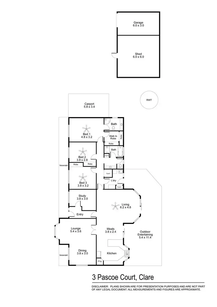 Floorplan of Homely house listing, 3 Pascoe Court, Clare SA 5453