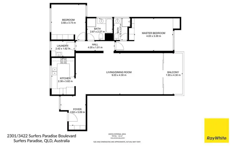 Floorplan of Homely apartment listing, 2301/3422 Surfers Paradise Boulevard, Surfers Paradise QLD 4217