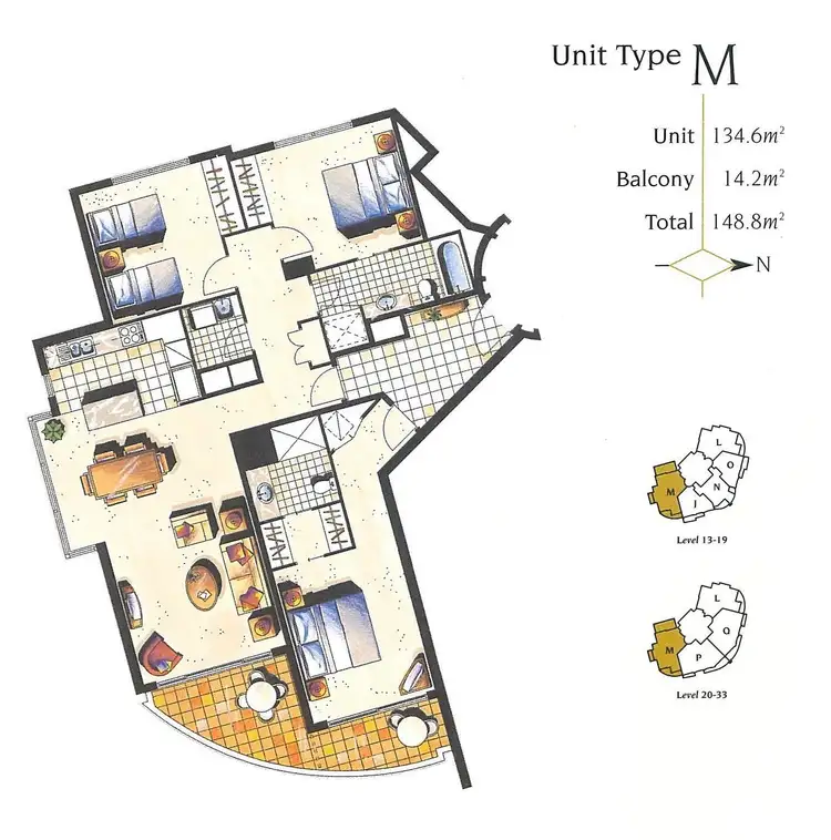 Floorplan of Homely apartment listing, 1334/23 Ferny Avenue, Surfers Paradise QLD 4217