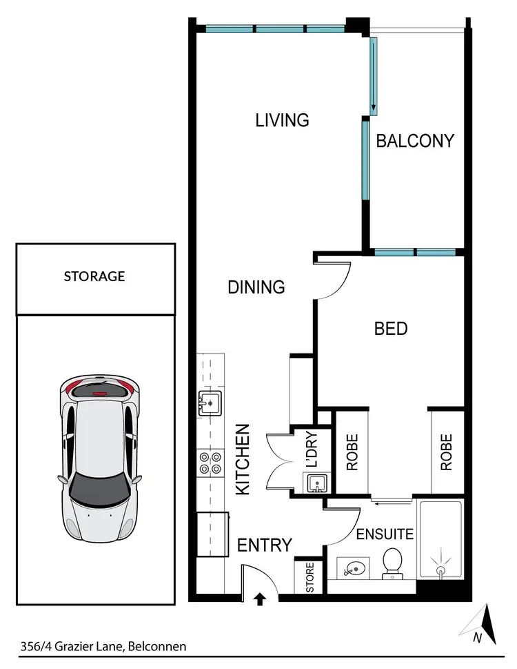 Floorplan of Homely apartment listing, 356/4 Grazier Lane, Belconnen ACT 2617