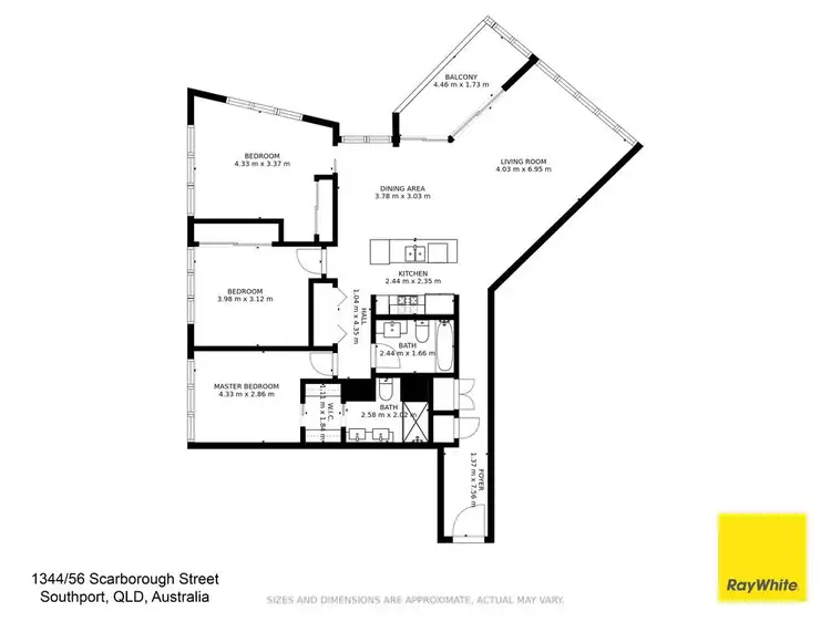 Floorplan of Homely unit listing, 1344/56 Scarborough Street, Southport QLD 4215