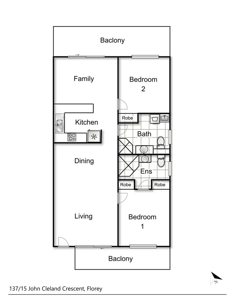 Floorplan of Homely apartment listing, 137/15 John Cleland Crescent, Florey ACT 2615