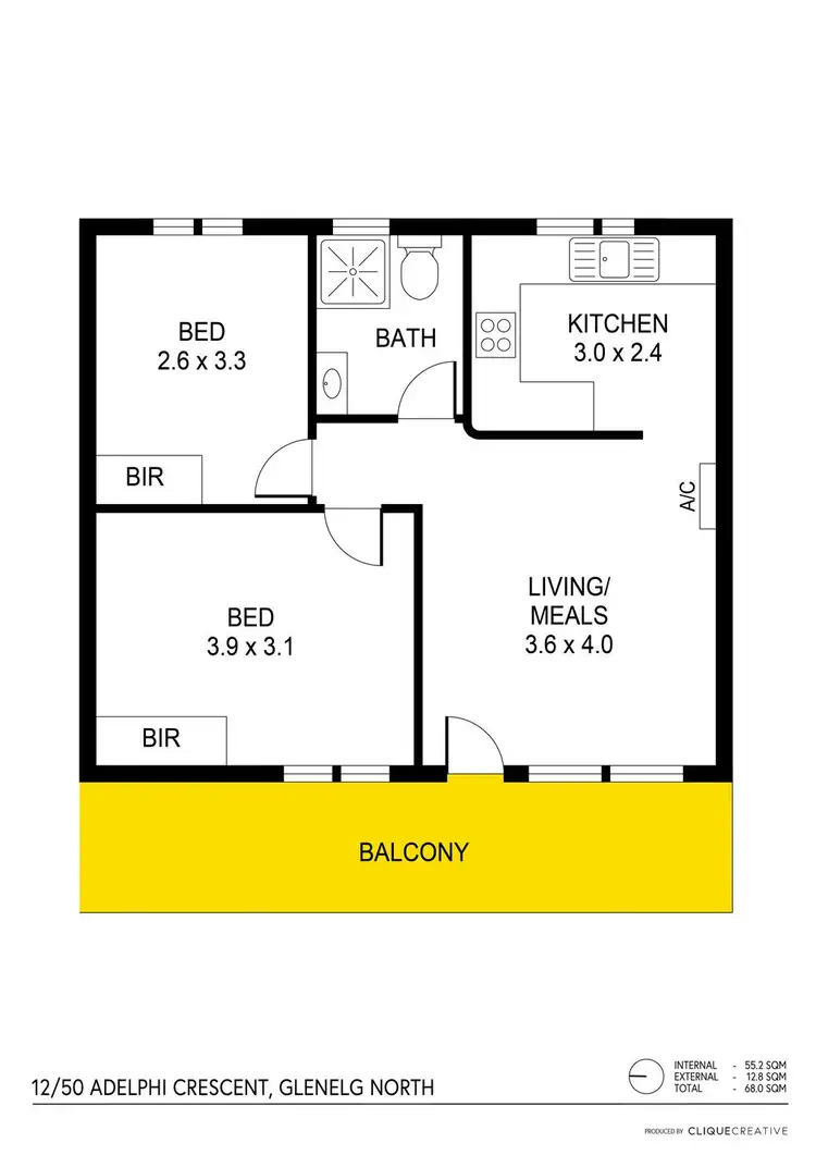 Floorplan of Homely unit listing, 12/50-51 Adelphi Terrace, Glenelg North SA 5045