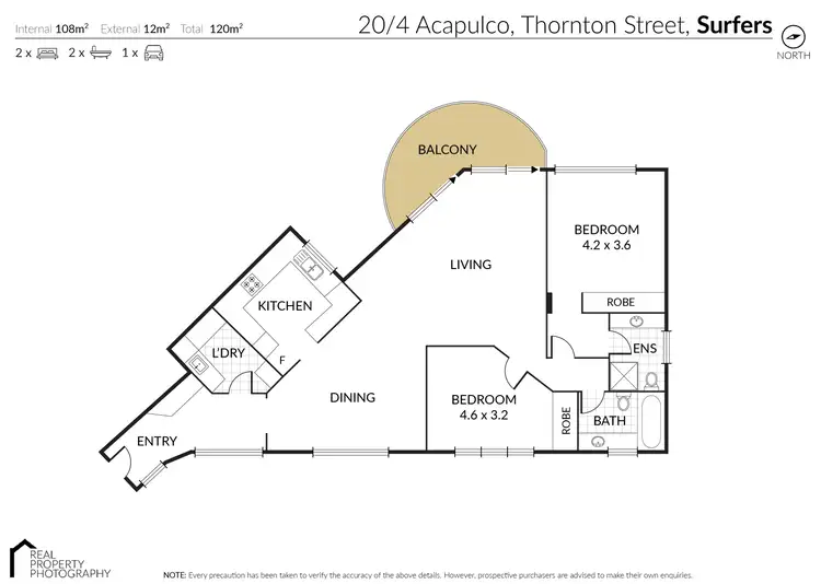 Floorplan of Homely apartment listing, 20/4 Thornton Street, Surfers Paradise QLD 4217