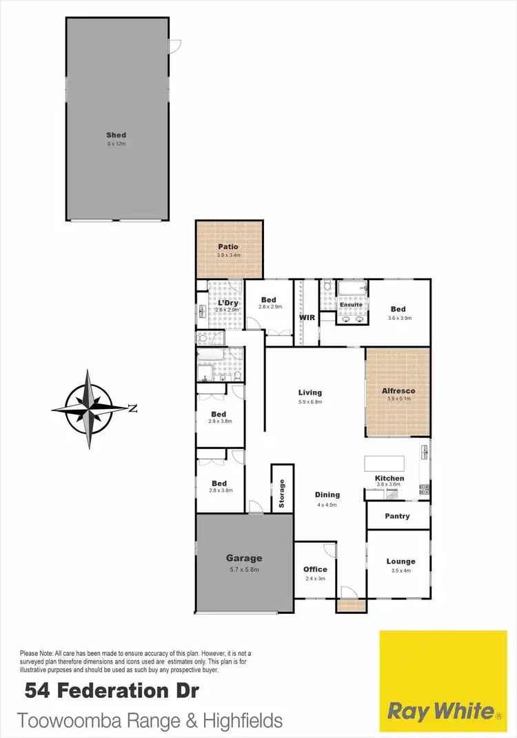 Floorplan of Homely house listing, 54 Federation Drive, Highfields QLD 4352