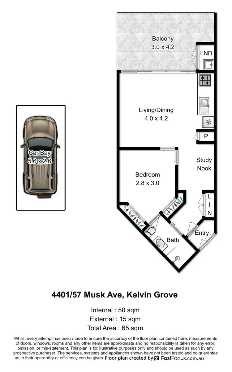 Floorplan of Homely apartment listing, 4401/2 Carraway Street, Kelvin Grove QLD 4059