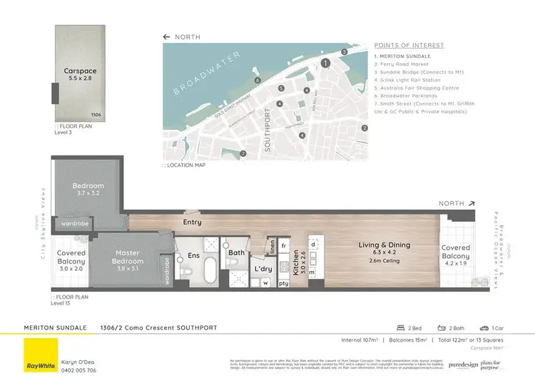 Floorplan of Homely unit listing, 1306/2 Como Crescent, Southport QLD 4215