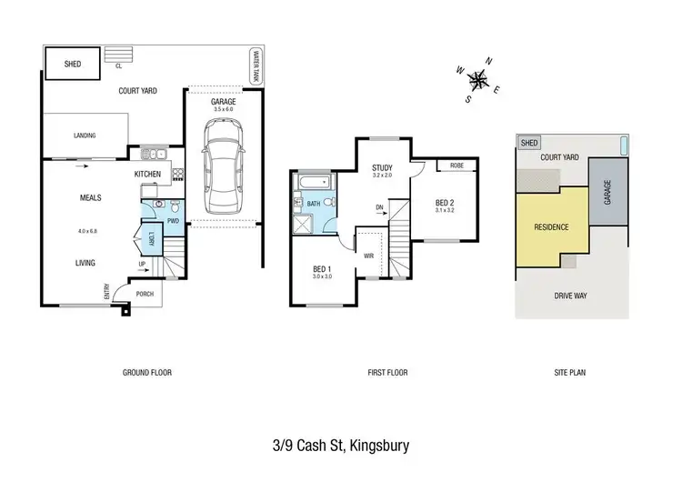 Floorplan of Homely townhouse listing, 3/9 Cash Street, Kingsbury VIC 3083