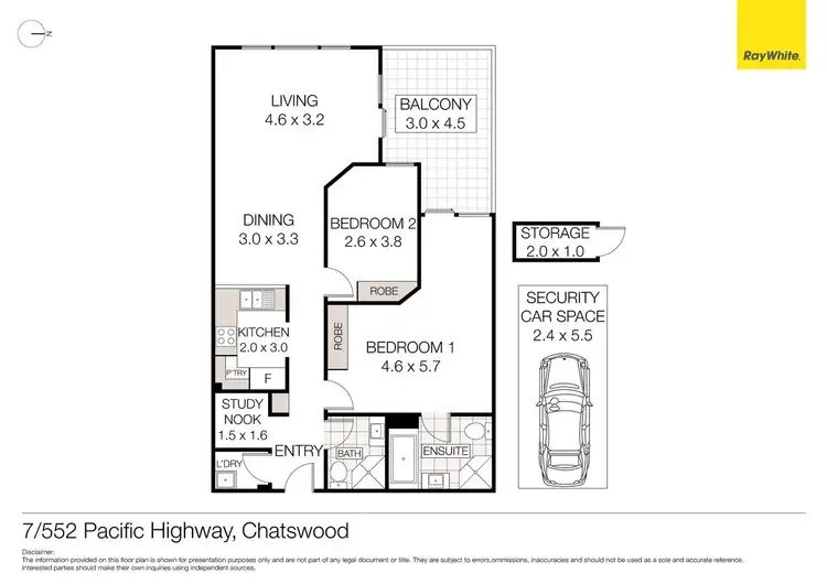 Floorplan of Homely unit listing, 7/552 Pacific Highway (rear of the block), Chatswood NSW 2067