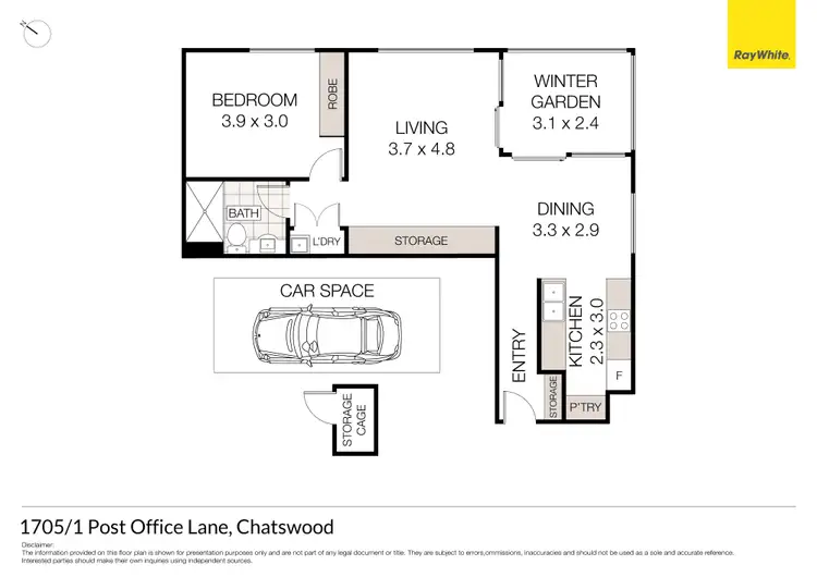 Floorplan of Homely unit listing, 1705/1 Post Office Lane, Chatswood NSW 2067