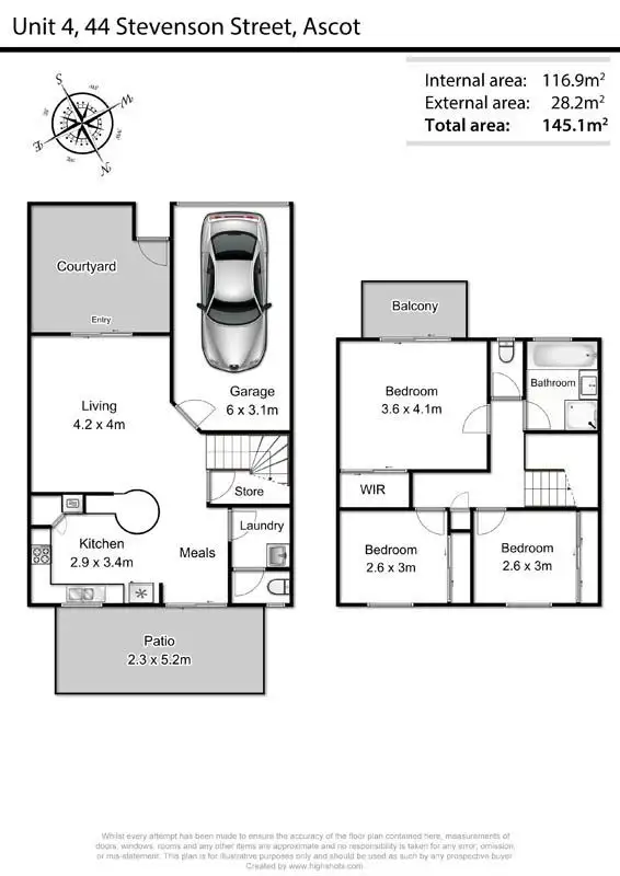 Floorplan of Homely townhouse listing, 4/44 Stevenson Street, Ascot QLD 4007