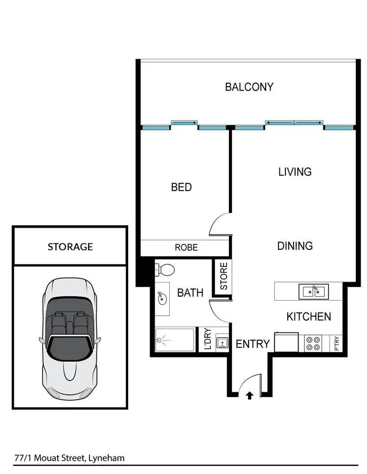 Floorplan of Homely unit listing, 77/1 Mouat Street, Lyneham ACT 2602