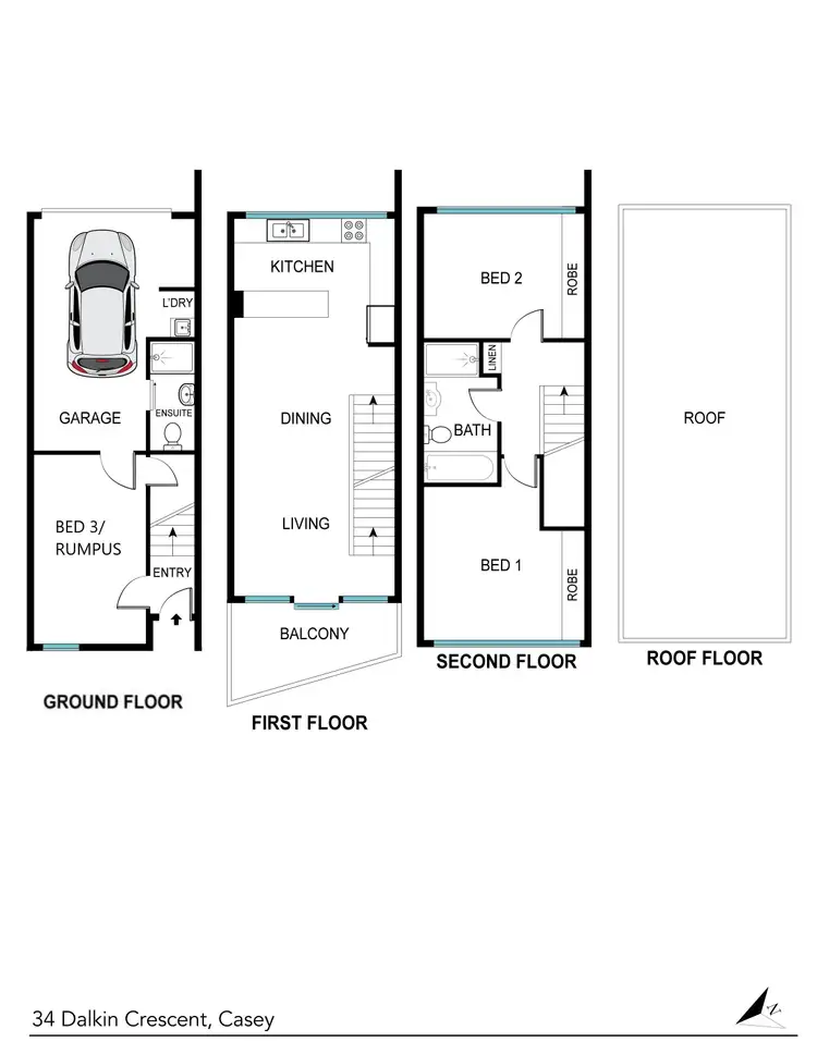 Floorplan of Homely townhouse listing, 34 Dalkin Crescent, Casey ACT 2913