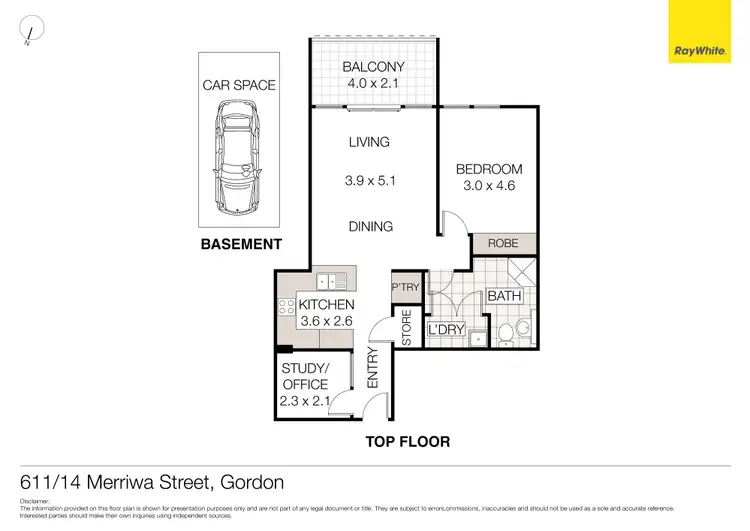Floorplan of Homely unit listing, 611/14 Merriwa Street, Gordon NSW 2072