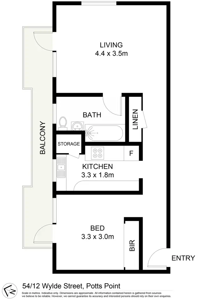 Floorplan of Homely apartment listing, 54/12 Wylde Street, Potts Point NSW 2011