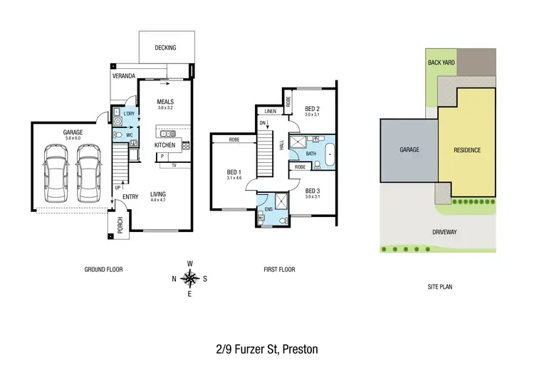 Floorplan of Homely townhouse listing, 2/9 Furzer Street, Preston VIC 3072