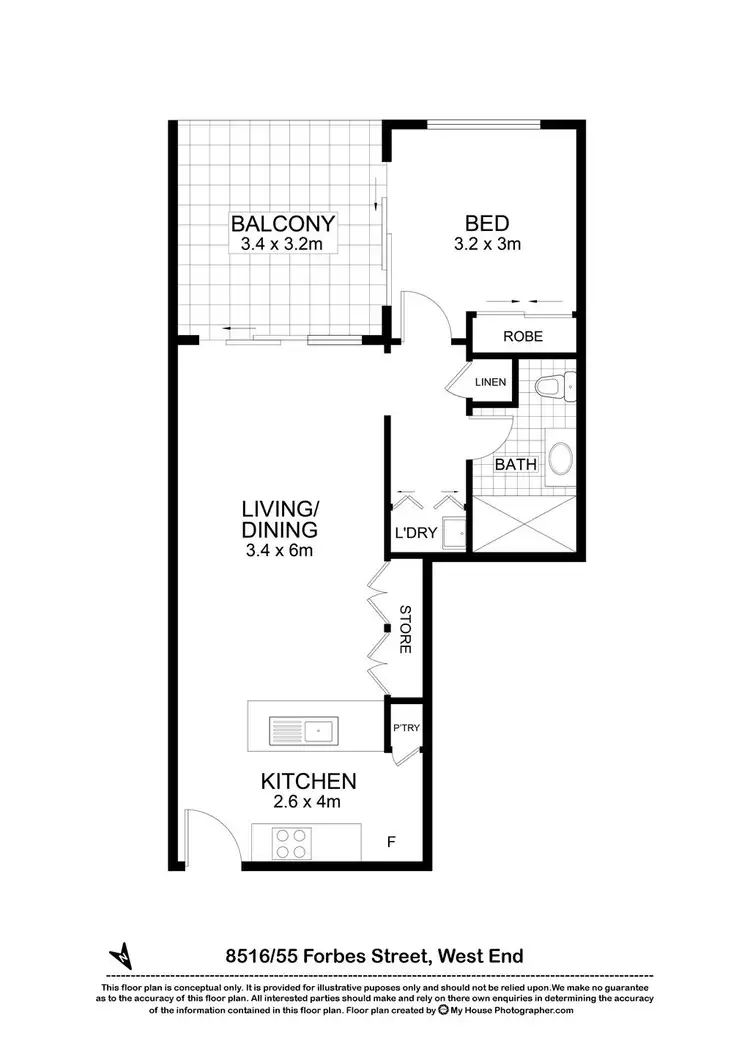 Floorplan of Homely apartment listing, 8516/55 Forbes Street, West End QLD 4101