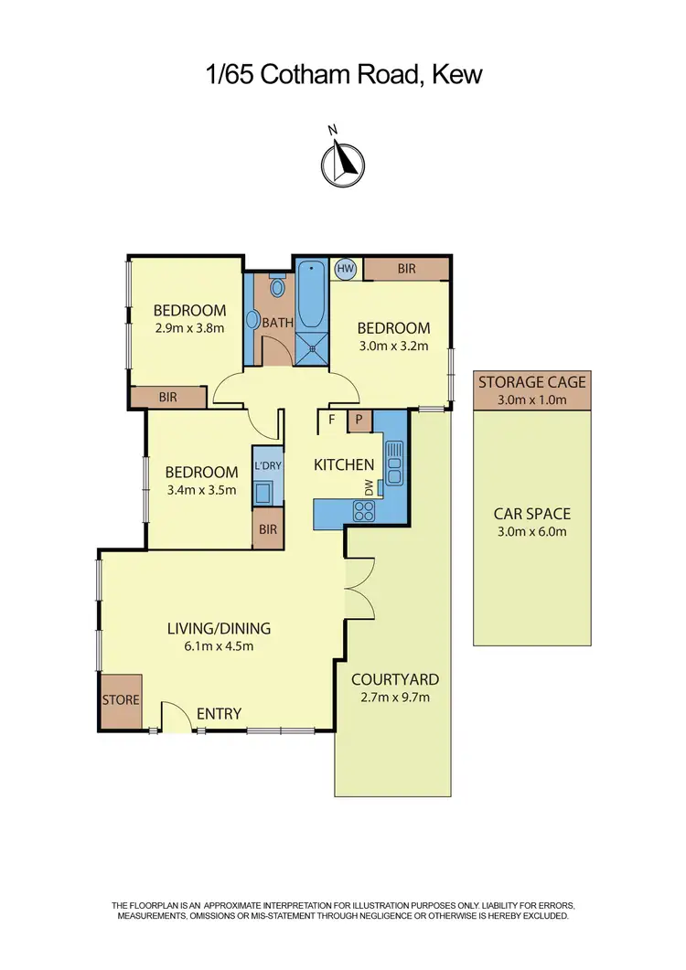 Floorplan of Homely apartment listing, 1/65-67 Cotham Road, Kew VIC 3101