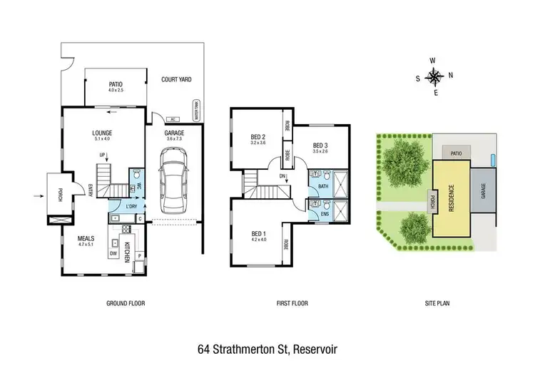 Floorplan of Homely townhouse listing, 64 Strathmerton Street, Reservoir VIC 3073