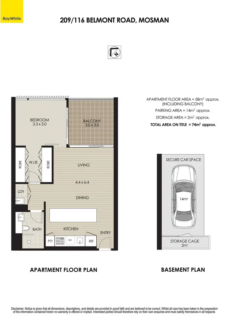 Floorplan of Homely apartment listing, 209/116 Belmont Road, Mosman NSW 2088