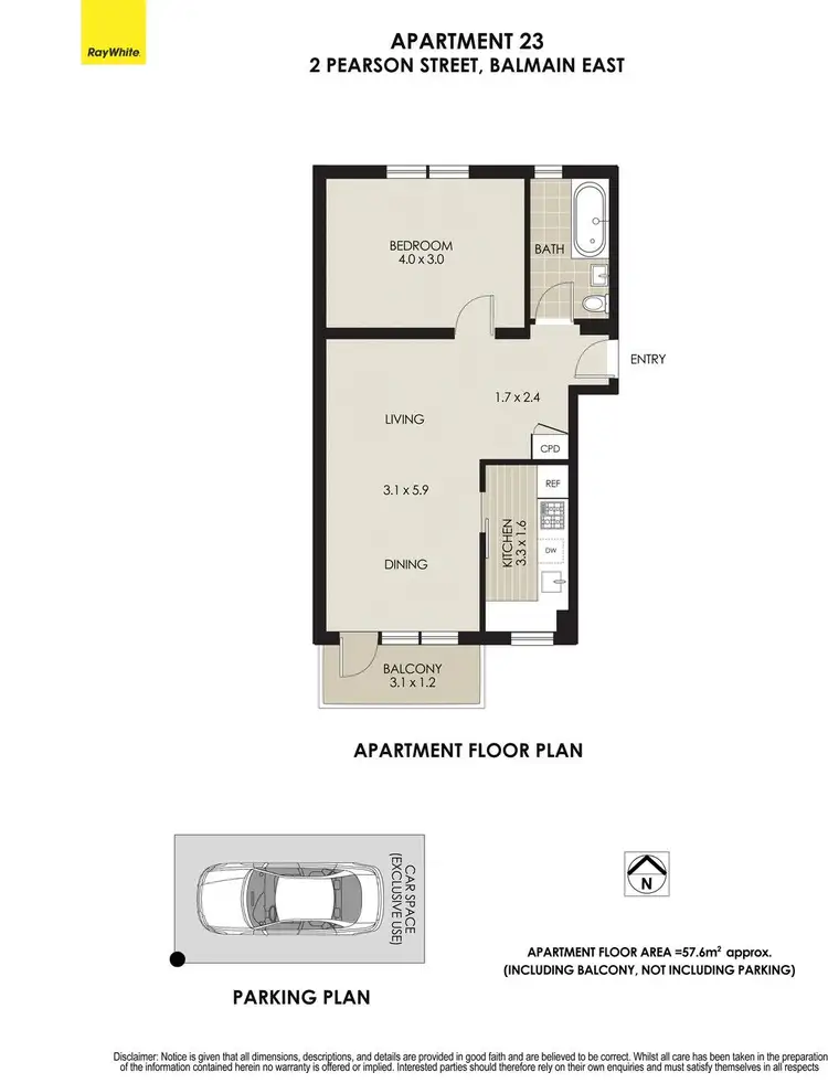 Floorplan of Homely apartment listing, 23/2 Pearson Street, Balmain East NSW 2041