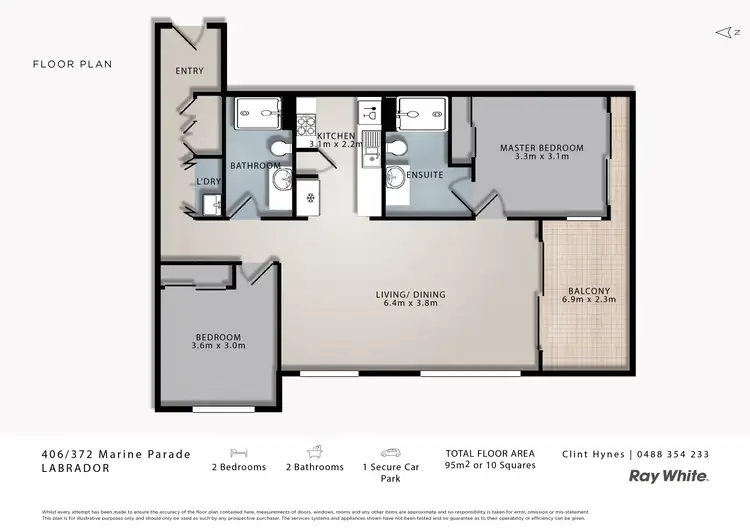 Floorplan of Homely apartment listing, 406/372-374 Marine Parade, Labrador QLD 4215