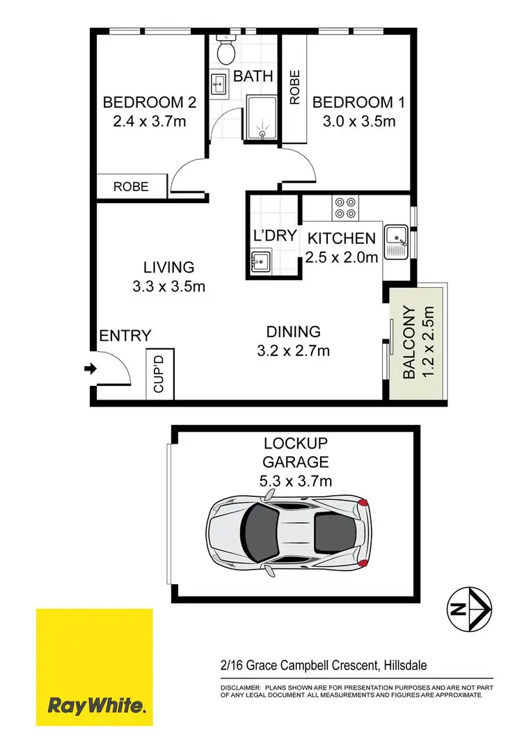 Floorplan of Homely apartment listing, 2/16 Grace Campbell Crescent, Hillsdale NSW 2036