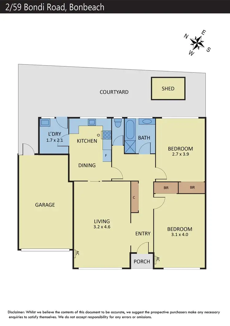 Floorplan of Homely villa listing, 2/59 Bondi Road, Bonbeach VIC 3196