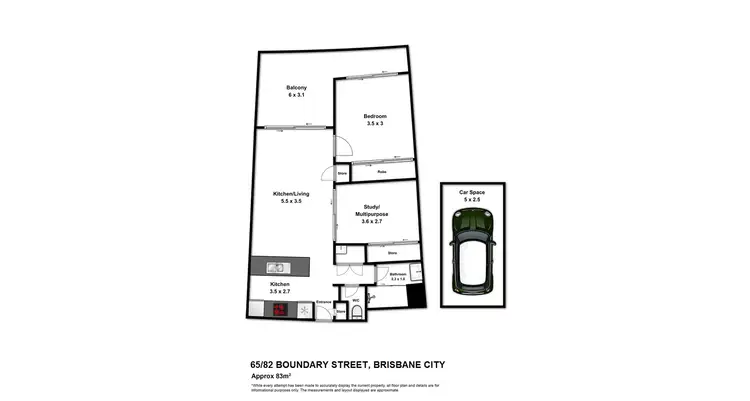 Floorplan of Homely apartment listing, 65/82 Boundary Street, Brisbane City QLD 4000