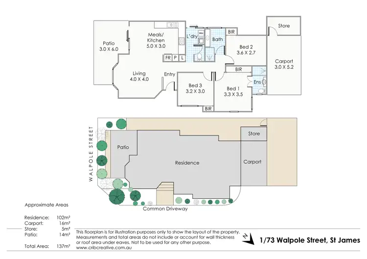 Floorplan of Homely villa listing, 1/73 Walpole Street, St James WA 6102