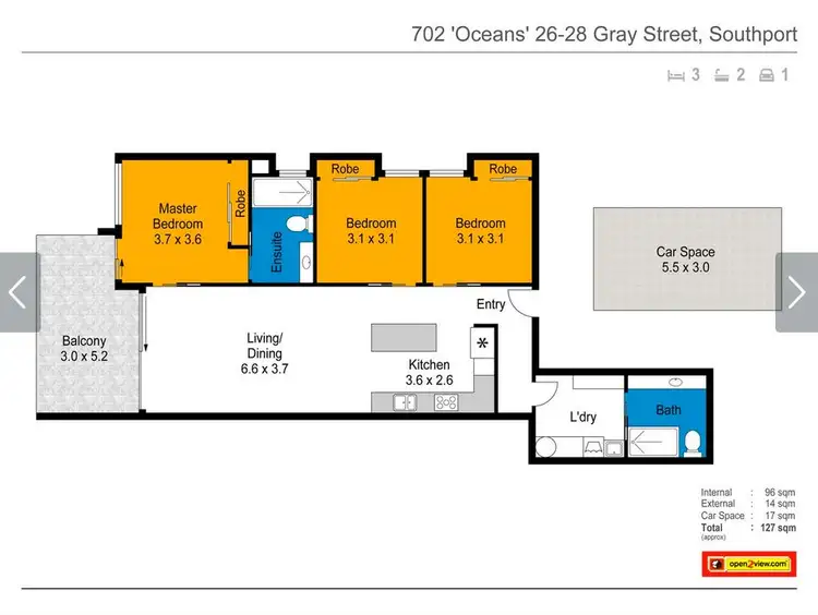Floorplan of Homely apartment listing, 702/26 Gray Street, Southport QLD 4215
