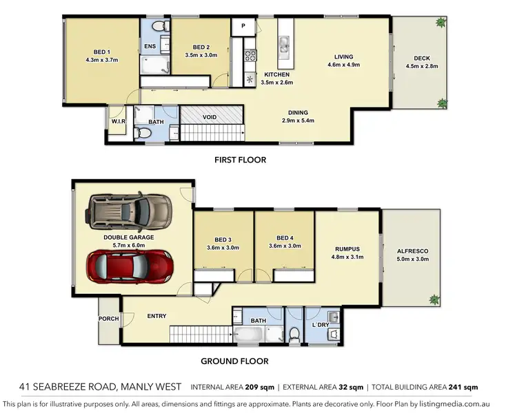 Floorplan of Homely house listing, 41 Seabreeze Road, Manly West QLD 4179