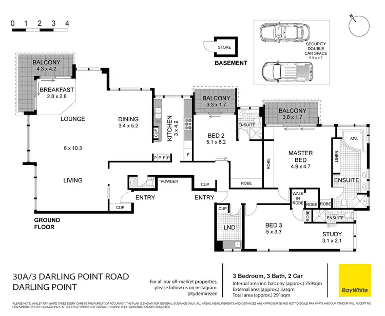 Floorplan of Homely apartment listing, 30a/3-17 Darling Point Road, Darling Point NSW 2027