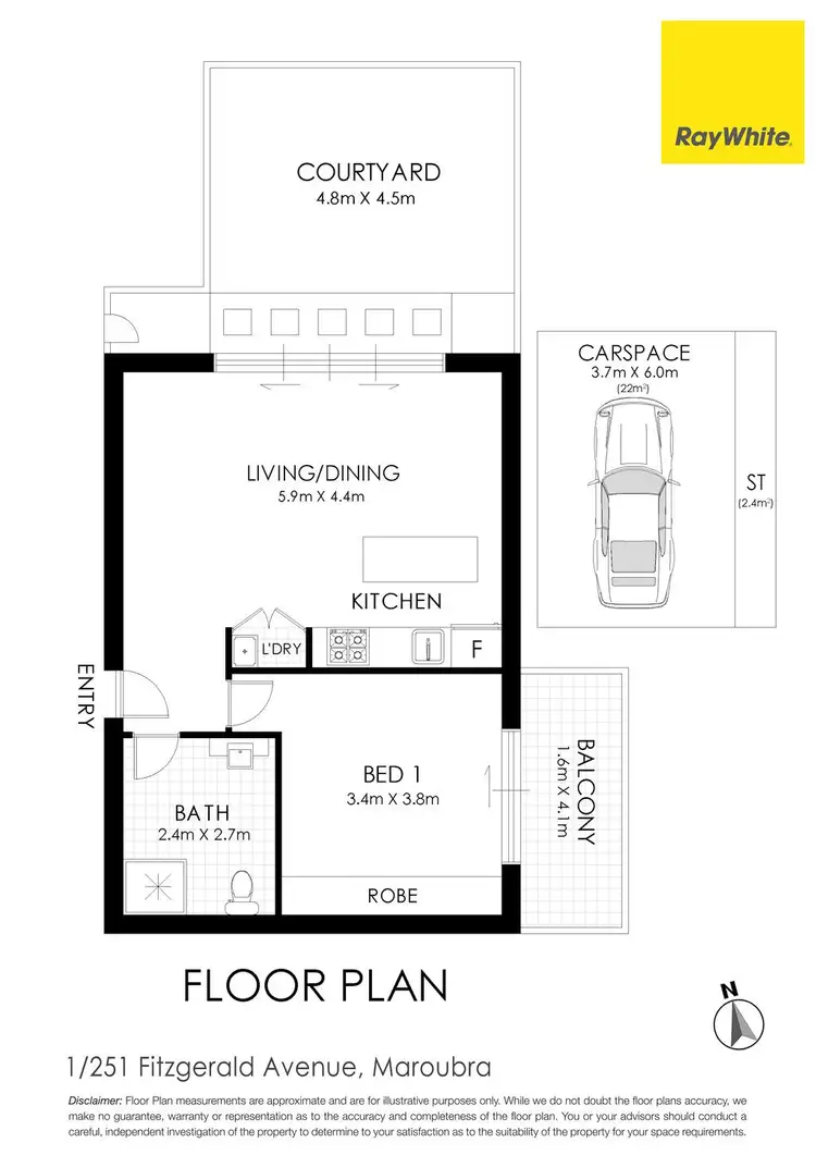 Floorplan of Homely apartment listing, 1/251 Fitzgerald Avenue, Maroubra NSW 2035