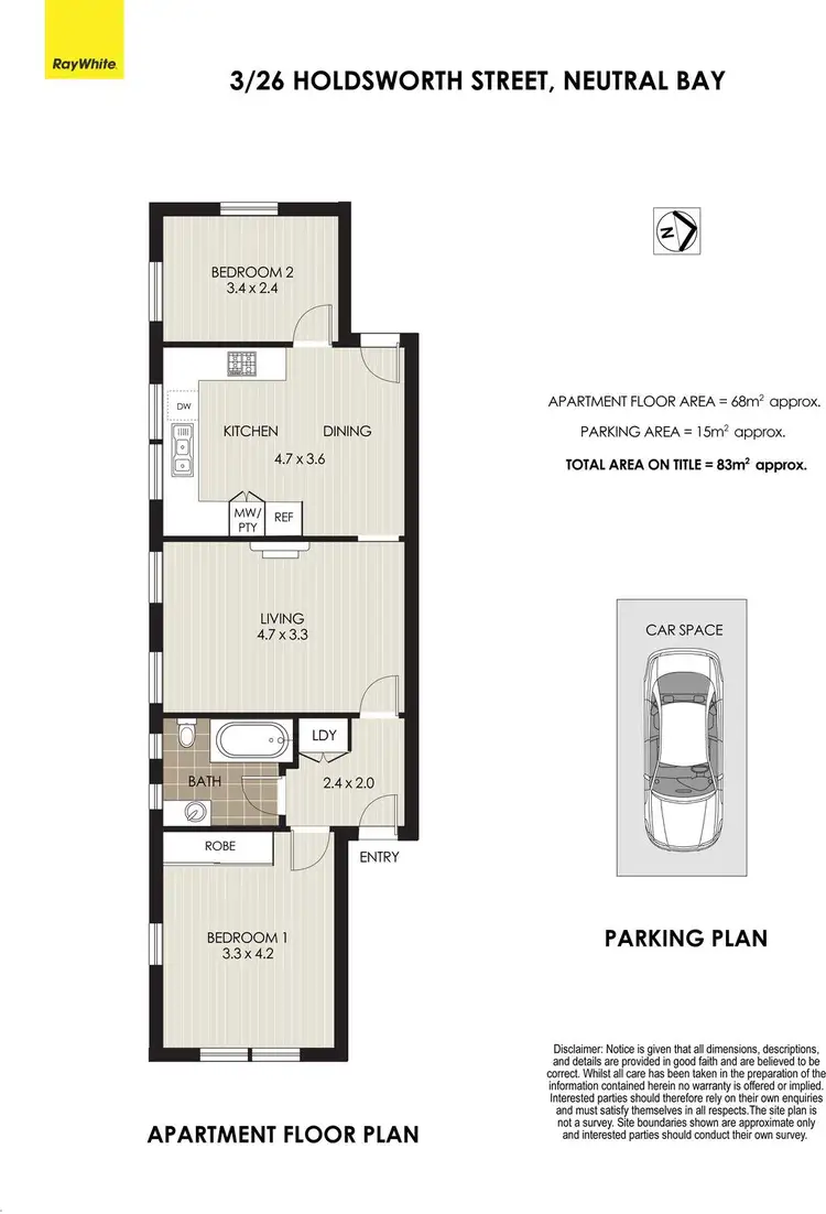 Floorplan of Homely apartment listing, 3/26 Holdsworth Street, Neutral Bay NSW 2089