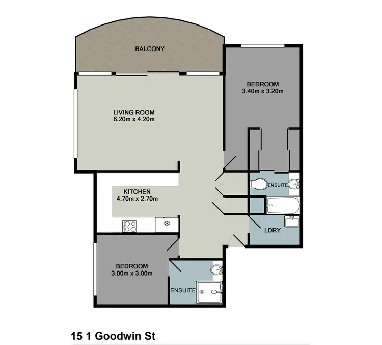 Floorplan of Homely apartment listing, 15/1 Goodwin Street, Kangaroo Point QLD 4169