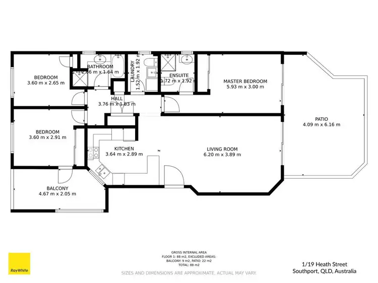 Floorplan of Homely apartment listing, 1/19 Heath Street, Southport QLD 4215