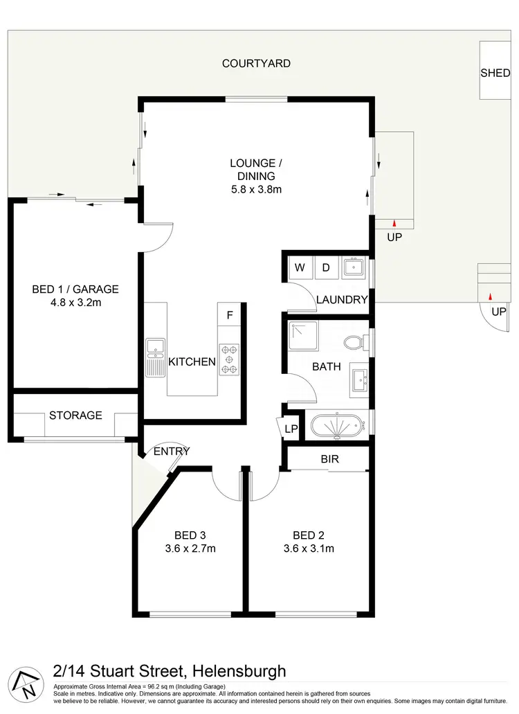 Floorplan of Homely townhouse listing, 2/14 Stuart Street, Helensburgh NSW 2508