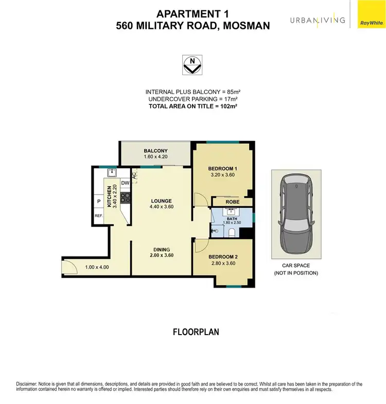 Floorplan of Homely apartment listing, 1/560 Military Road, Mosman NSW 2088