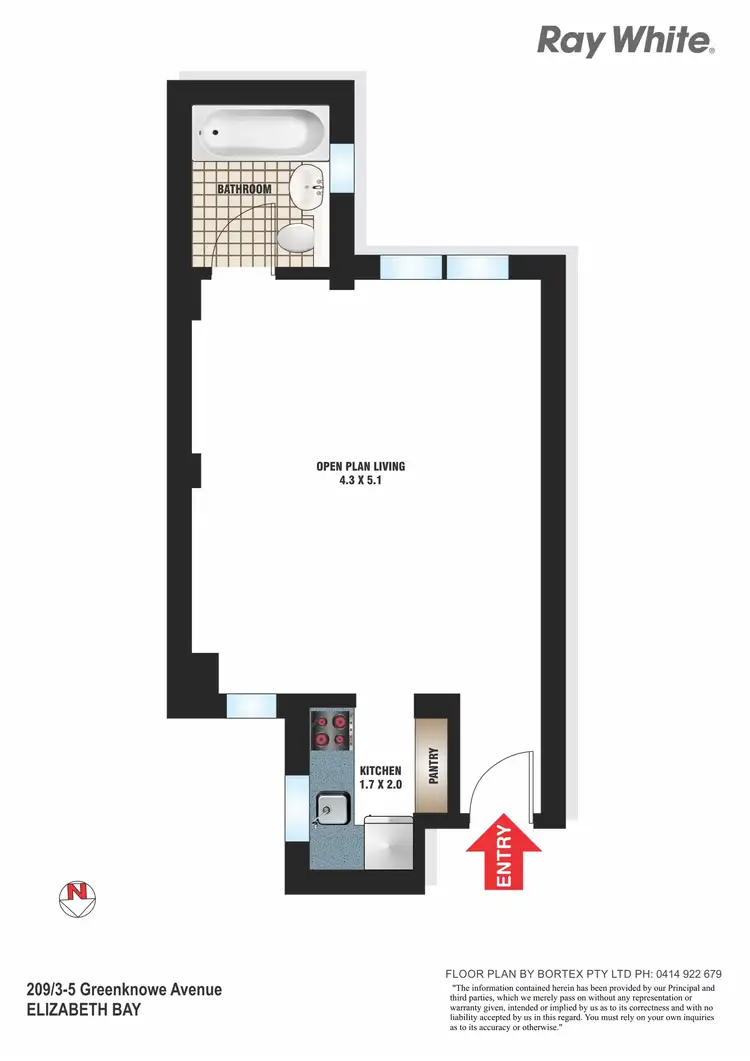 Floorplan of Homely studio listing, 209/3-5 Greenknowe Avenue, Elizabeth Bay NSW 2011