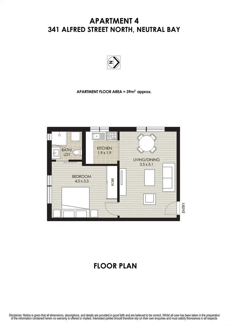Floorplan of Homely apartment listing, 4/341 Alfred Street North, Neutral Bay NSW 2089